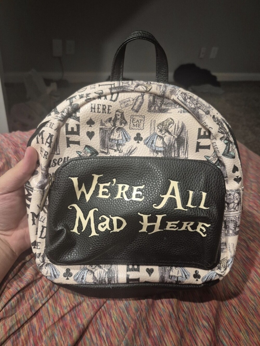 Alice in Wonderland were all mad here backpack
